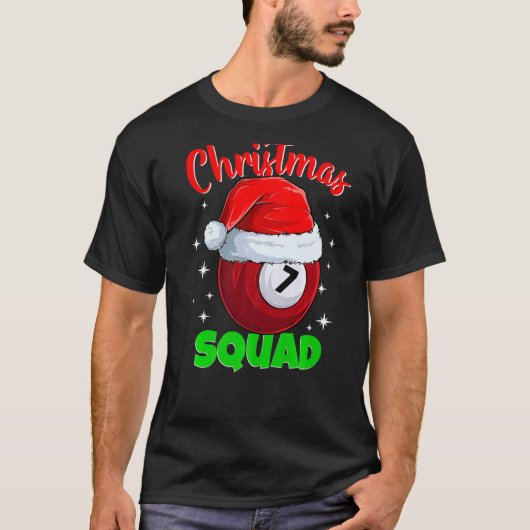 Billiards 7 Ball Christmas Squad Pool Balls Billia T-shirt (Voorkant)