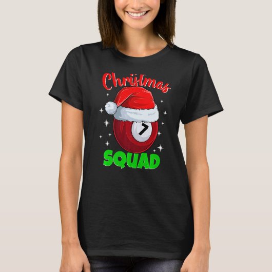 Billiards 7 Ball Christmas Squad Pool Balls Billia T-shirt (Voorkant)