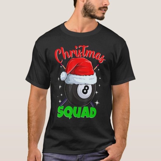 Billiards 8 Ball Christmas Squad Pool Balls Billia T-shirt (Voorkant)
