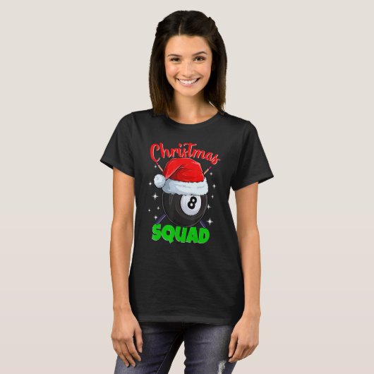 Billiards 8 Ball Christmas Squad Pool Balls Billia T-shirt (Voorkant volledig)