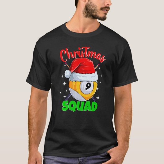 Billiards 9 Ball Christmas Squad Pool Balls Billia T-shirt (Voorkant)