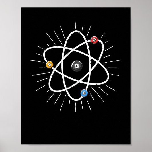 Billiards Atom Funny Science 8-Ball Pool Snooker Poster (Voorkant)