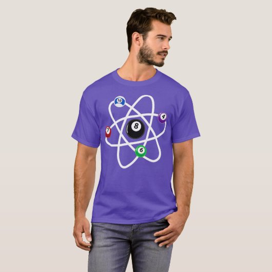 Billiards Atom Science 8Ball Pool Lovers T-shirt (Voorkant volledig)