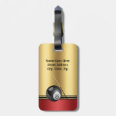 Billiards ball and cue Elegant Personalize Bagagelabel (Achterkant verticaal)