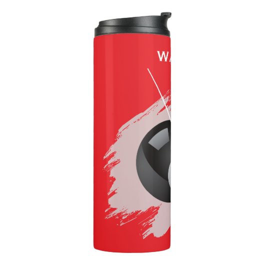 Billiards - Ball and Cue Stick - Personalize Thermosbeker (Gedraaid links)