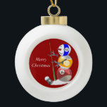 Billiards Ball Snowman Keramische Bal Ornament<br><div class="desc">Wat een dikke taart is deze schattige sneeuwman... ...  een geweldig ornament om de kerstboom te versieren voor elke sportliefhebber.</div>