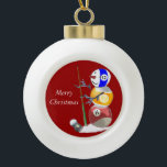Billiards Ball Snowman Keramische Bal Ornament<br><div class="desc">Wat een dikke taart is deze schattige sneeuwman... ...  een geweldig ornament om de kerstboom te versieren voor elke sportliefhebber.</div>