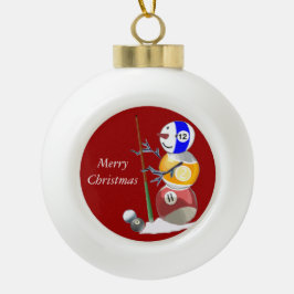 Billiards Ball Snowman Keramische Bal Ornament
