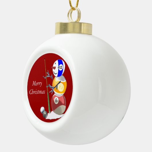 Billiards Ball Snowman Keramische Bal Ornament (Rechts)