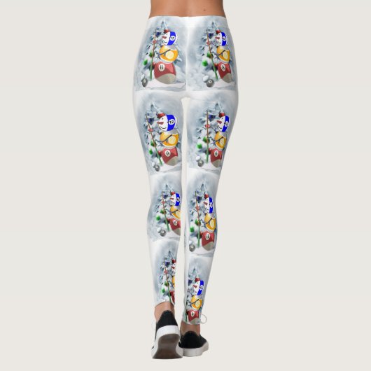 Billiards Ball Snowman-kerstLeggings Leggings (Achterkant)