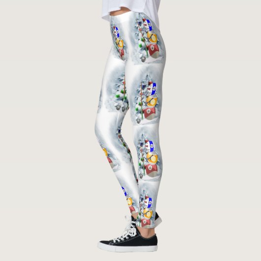 Billiards Ball Snowman-kerstLeggings Leggings (Links)