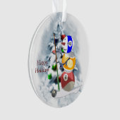 Billiards Ball Snowman Kerstmis Acrylversiering Ornament (voorkant)