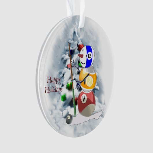 Billiards Ball Snowman Kerstmis Acrylversiering Ornament (voorkant)