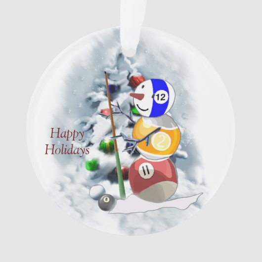 Billiards Ball Snowman Kerstmis Acrylversiering Ornament (voorkant)