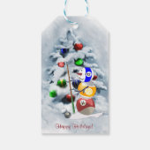 Billiards Ball Snowman Kerstmis Cadeaulabel (Achterkant)