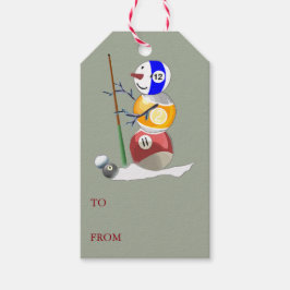 Billiards Ball Snowman Kerstmis Cadeaulabel