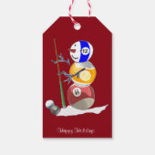 Billiards Ball Snowman Kerstmis Cadeaulabel (Achterkant)