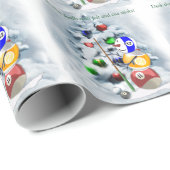 Billiards Ball Snowman Kerstmis Cadeaupapier (Rol Hoek)