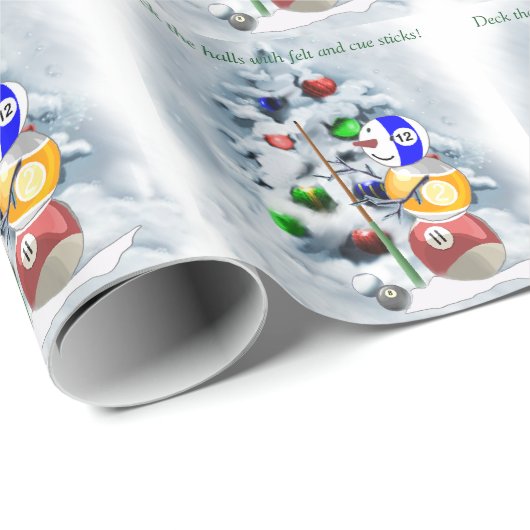 Billiards Ball Snowman Kerstmis Cadeaupapier (Rol Hoek)