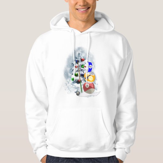 Billiards Ball Snowman Kerstmis Hoodie (Voorkant)