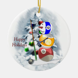 Billiards Ball Snowman Kerstmis Keramisch Ornament