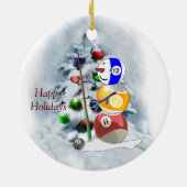 Billiards Ball Snowman Kerstmis Keramisch Ornament (Achterkant)