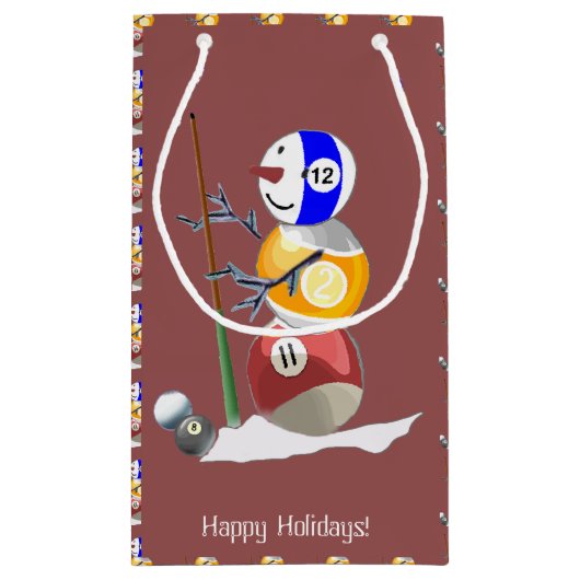 Billiards Ball Snowman Kerstmis Klein Cadeauzakje (Achterkant)