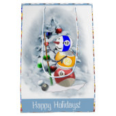 Billiards Ball Snowman Kerstmis Medium Cadeauzakje (Achterkant)