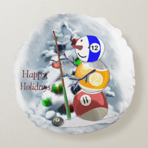 Billiards Ball Snowman Kerstmis Rond Kussen