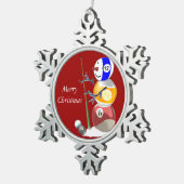 Billiards Ball Snowman Tin Sneeuwvlok Ornament (Rechts)