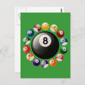 BILLIARDS BALLS BRIEFKAART (Voorkant / Achterkant)