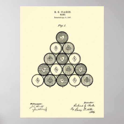 Billiards Balls Patent Wall art PRint #1 (Voorkant)