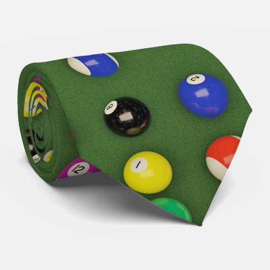 Billiards Balls Pool Table Necktie Stropdas (Opgerold)