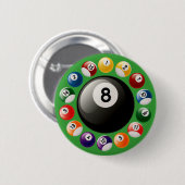 BILLIARDS BALLS RONDE BUTTON 5,7 CM (Voorkant /achterkant)
