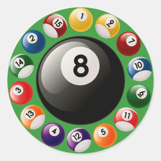 BILLIARDS BALLS RONDE STICKER (Voorkant)