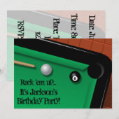 Billiards Birthday Party Kaart (Voorkant / Achterkant)
