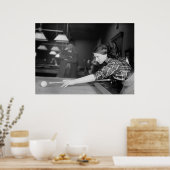 Billiards Champ Martha Clearwater, jaren 1910 Poster (Keuken)