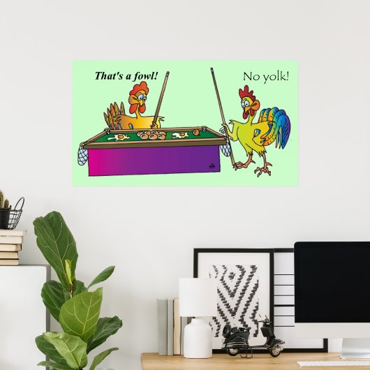 Billiards Chicken Poster (Thuiskantoor)