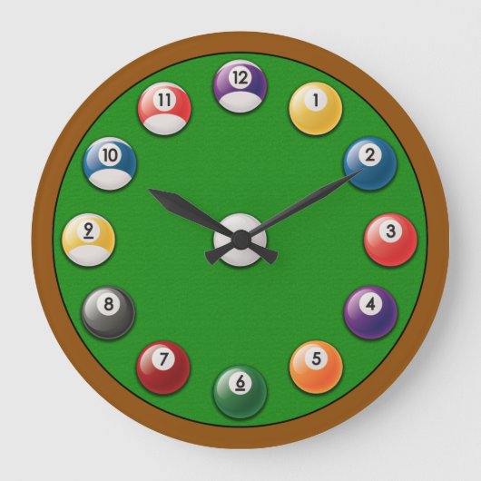 Billiards Clock - Solids and Stripes Grote Klok (Voorkant)