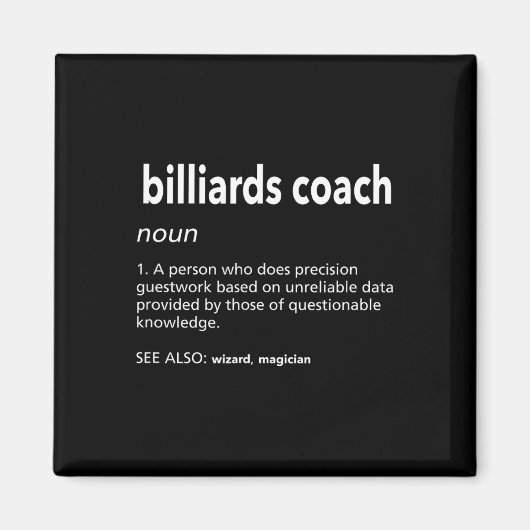 Billiards Coach Definition Funny Pool Player Humor Magneet (Voorkant)
