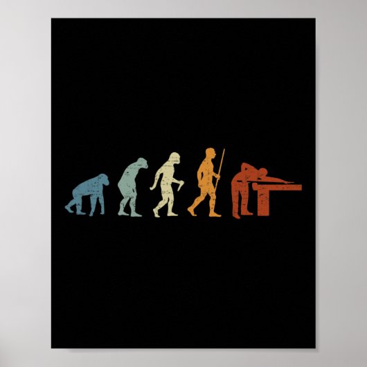 Billiards Evolution Billiard Player Retro Vintage Poster (Voorkant)