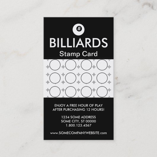 BILLIARDS focusstempel Klantenkaartje (Voorkant)