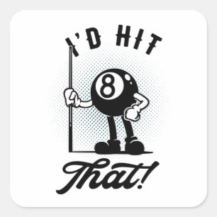 Billiards Funny Cartoon Pool Snooker Vierkante Sticker