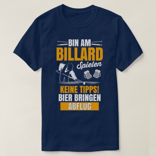 Billiards Gift Pub Sports Pool Player Cue T-shirt (Design voorkant)