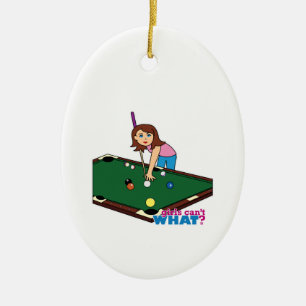 Billiards Girl Keramisch Ornament
