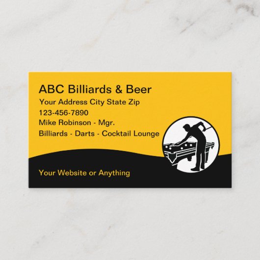 Billiards Hall And Lounge Business Cards Visitekaartje (Voorkant)