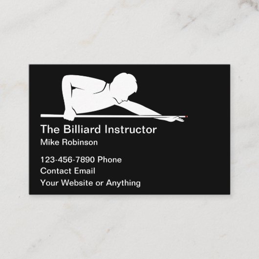 Billiards Instructor Lessons Simple Business Cards Visitekaartje (Voorkant)