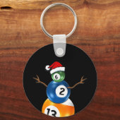 Billiards kerstman met pooltafels sleutelhanger (Voorkant)