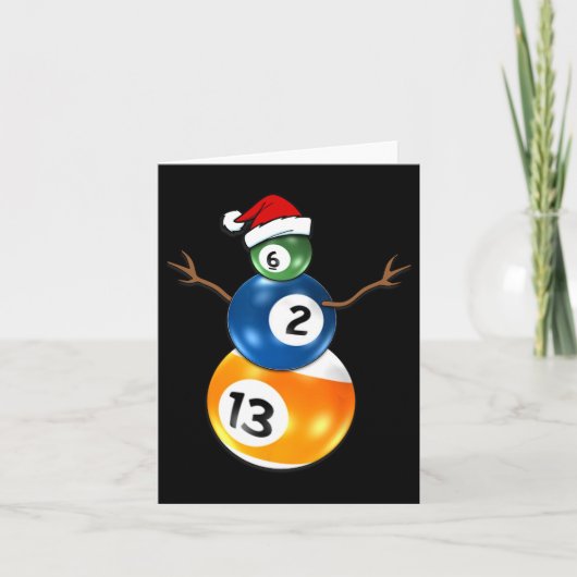 Billiards Kerstsneeuwman Met Pooltafel Kaart (Voorkant)