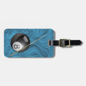 Billiards - Large ball with Brown Cue Stick Bagagelabel (Voorkant horizontaal)